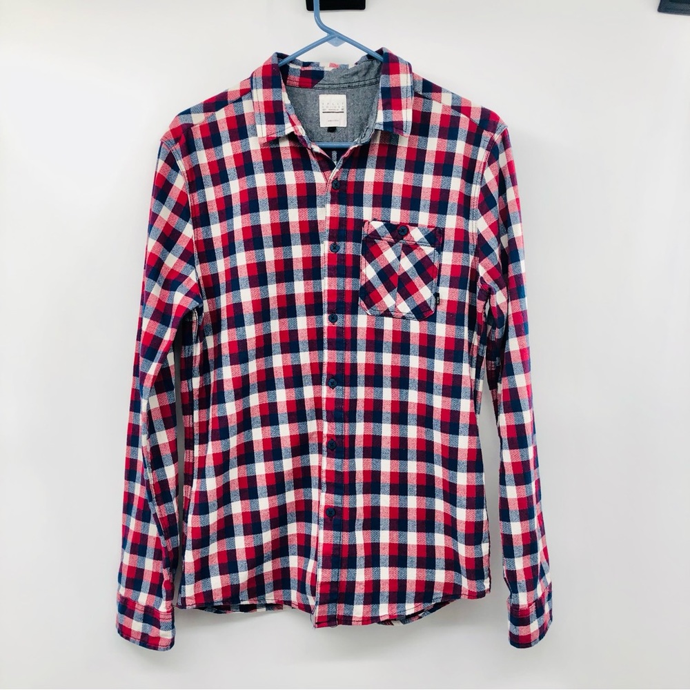 Split Co Plaid Shirt Mens M Used Red Blue